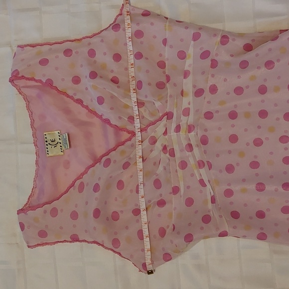 Vintage 100% Silk Dress Size 14 Polka Dot Pink - Picture 11 of 16
